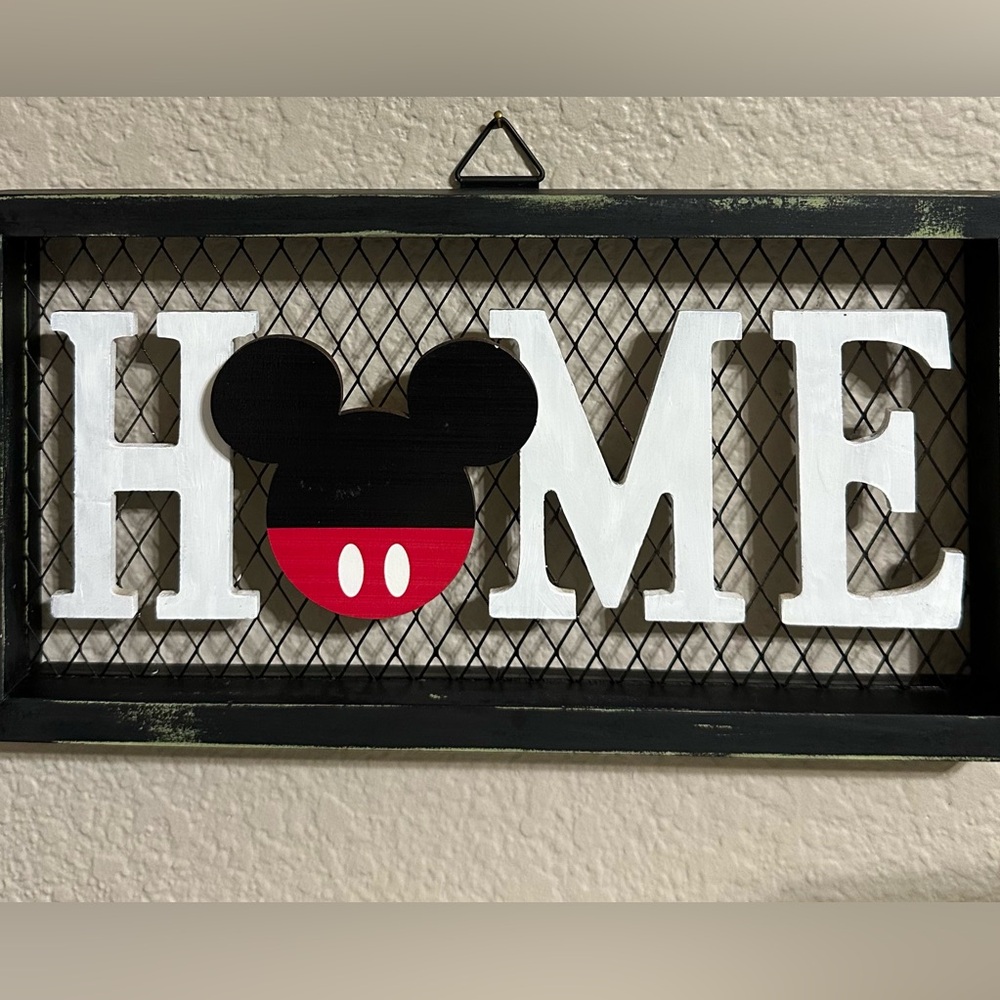 Bexupdos One of a Kind HOME Mickey Mouse-Inspired Wall Sign.